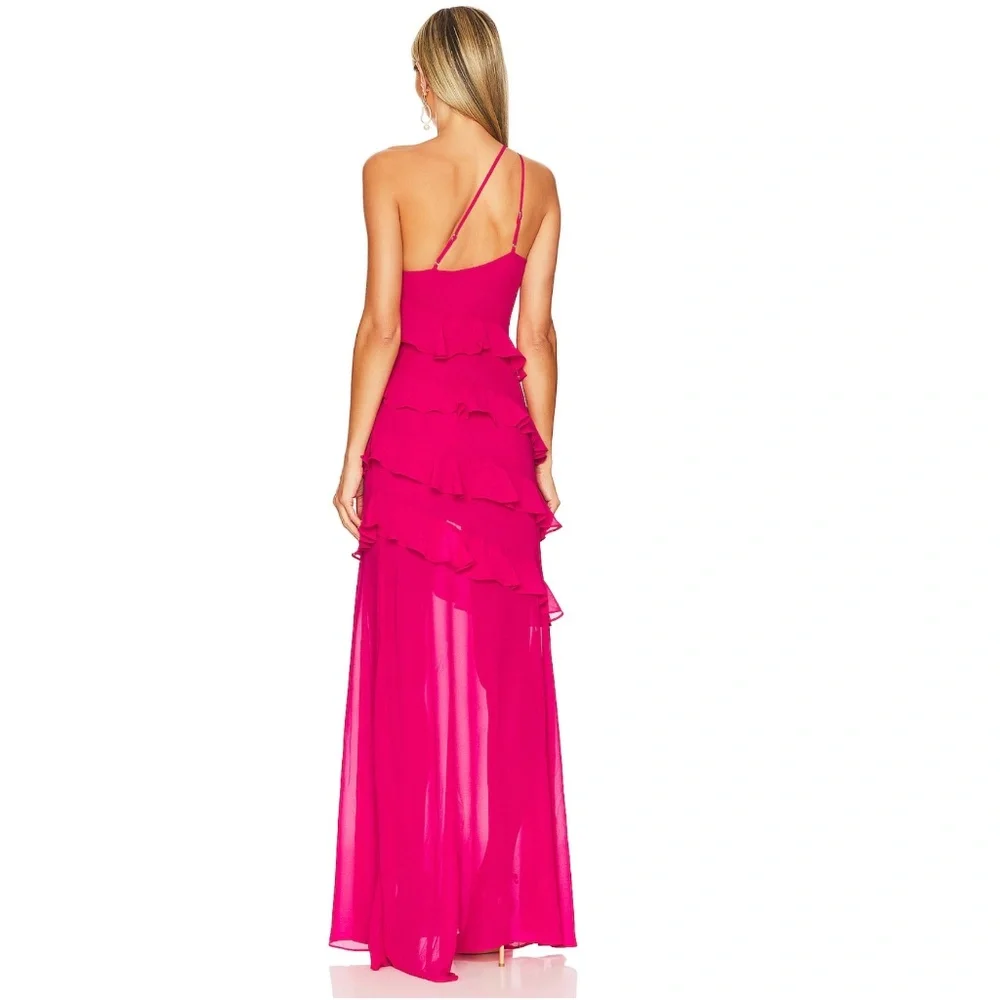 Lovers & Friends Junette Gown Hot Pink One Strap - Picture 5 of 11